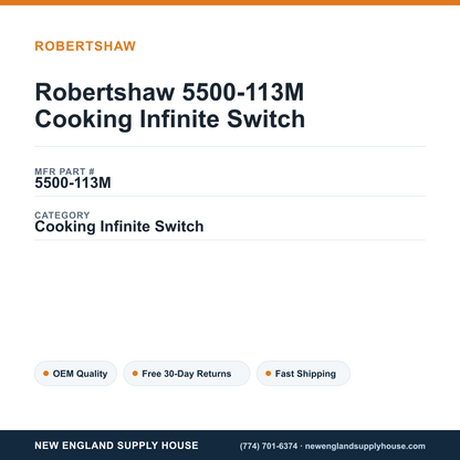 Robertshaw 5500-113M Cooking Infinite Switch — New England Supply House spec card [NESH-SPEC-CARD-V2]