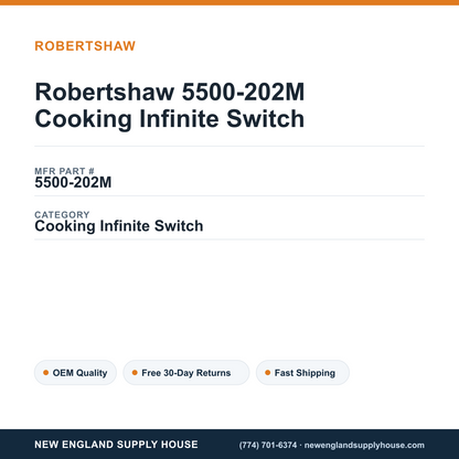 Robertshaw 5500-202M Cooking Infinite Switch — New England Supply House spec card [NESH-SPEC-CARD-V2]