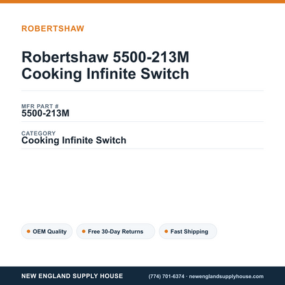 Robertshaw 5500-213M Cooking Infinite Switch — New England Supply House spec card [NESH-SPEC-CARD-V2]