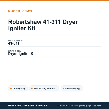 Robertshaw 41-311 Dryer Igniter Kit — New England Supply House spec card [NESH-SPEC-CARD-V2]