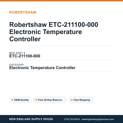 Robertshaw ETC-211100-000 Electronic Temperature Controller — New England Supply House spec card [NESH-SPEC-CARD-V2]