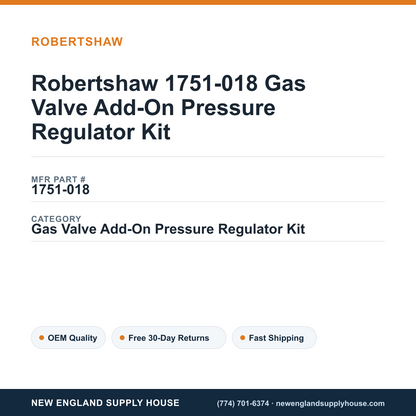 Robertshaw 1751-018 Gas Valve Add-On Pressure Regulator Kit — New England Supply House spec card [NESH-SPEC-CARD-V2]