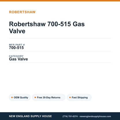 Robertshaw 700-515 Gas Valve — New England Supply House spec card [NESH-SPEC-CARD-V2]