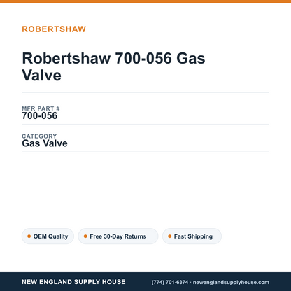 Robertshaw 700-056 Gas Valve — New England Supply House spec card [NESH-SPEC-CARD-V2]