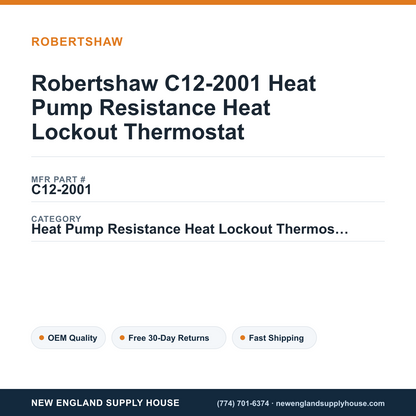 Robertshaw C12-2001 Heat Pump Resistance Heat Lockout Thermostat — New England Supply House spec card [NESH-SPEC-CARD-V2]