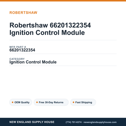 Robertshaw 66201322354 Ignition Control Module — New England Supply House spec card [NESH-SPEC-CARD-V2]