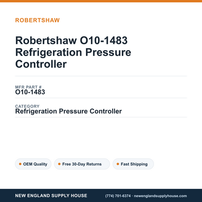 Robertshaw O10-1483 Refrigeration Pressure Controller — New England Supply House spec card [NESH-SPEC-CARD-V2]