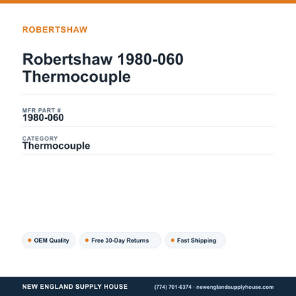 Robertshaw 1980-060 Thermocouple — New England Supply House spec card [NESH-SPEC-CARD-V2]