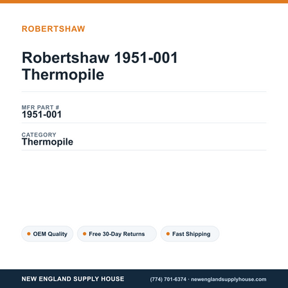 Robertshaw 1951-001 Thermopile — New England Supply House spec card [NESH-SPEC-CARD-V2]