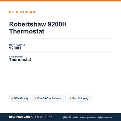 Robertshaw 9200H Thermostat — New England Supply House spec card [NESH-SPEC-CARD-V2]
