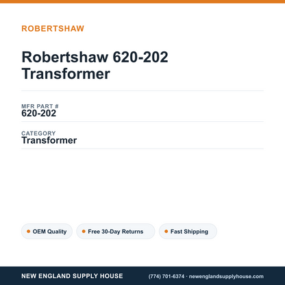 Robertshaw 620-202 Transformer — New England Supply House spec card [NESH-SPEC-CARD-V2]