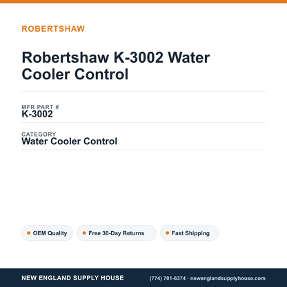 Robertshaw K-3002 Water Cooler Control — New England Supply House spec card [NESH-SPEC-CARD-V2]