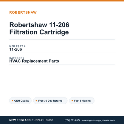 Robertshaw 11-206 Filtration Cartridge — New England Supply House spec card [NESH-SPEC-CARD-V2]