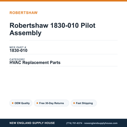 Robertshaw 1830-010 Pilot Assembly — New England Supply House spec card [NESH-SPEC-CARD-V2]