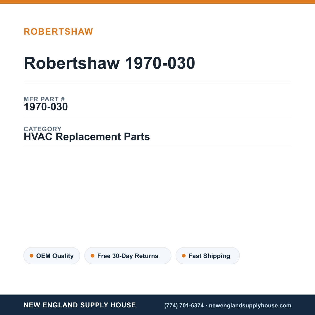 Robertshaw 1970-030 — New England Supply House spec card [NESH-SPEC-CARD-V2]