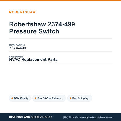 Robertshaw 2374-499 Pressure Switch — New England Supply House spec card [NESH-SPEC-CARD-V2]