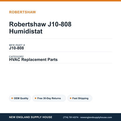 Robertshaw J10-808 Humidistat — New England Supply House spec card [NESH-SPEC-CARD-V2]