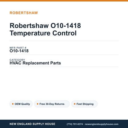 Robertshaw O10-1418 Temperature Control — New England Supply House spec card [NESH-SPEC-CARD-V2]