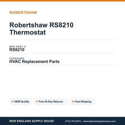 Robertshaw RS8210 Thermostat — New England Supply House spec card [NESH-SPEC-CARD-V2]