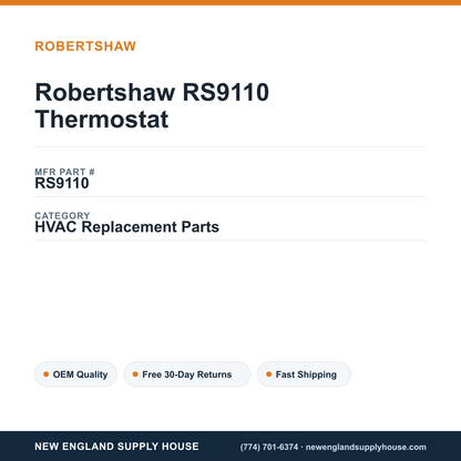 Robertshaw RS9110 Thermostat — New England Supply House spec card [NESH-SPEC-CARD-V2]