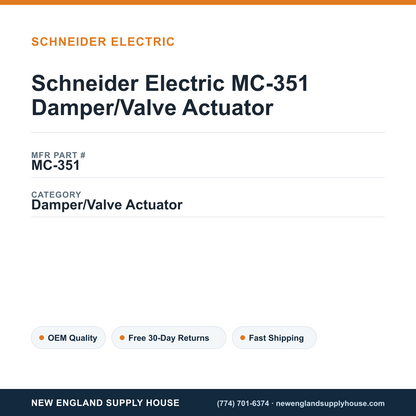 Schneider Electric MC-351 Damper/Valve Actuator — New England Supply House spec card [NESH-SPEC-CARD-V2]