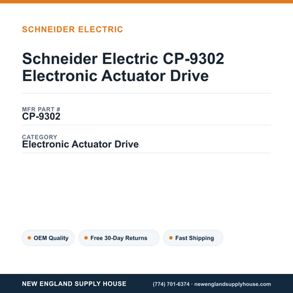 Schneider Electric CP-9302 Electronic Actuator Drive — New England Supply House spec card [NESH-SPEC-CARD-V2]