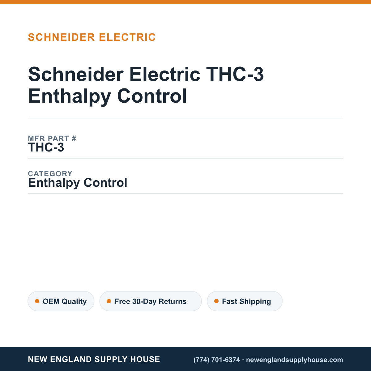 Schneider Electric THC-3 Enthalpy Control — New England Supply House spec card [NESH-SPEC-CARD-V2]