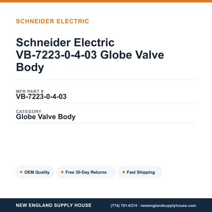 Schneider Electric VB-7223-0-4-03 Globe Valve Body — New England Supply House spec card [NESH-SPEC-CARD-V2]