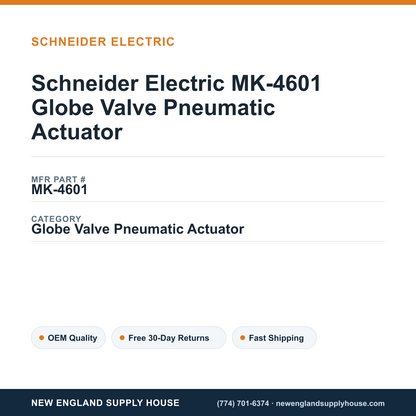 Schneider Electric MK-4601 Globe Valve Pneumatic Actuator — New England Supply House spec card [NESH-SPEC-CARD-V2]