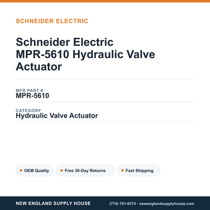 Schneider Electric MPR-5610 Hydraulic Valve Actuator — New England Supply House spec card [NESH-SPEC-CARD-V2]