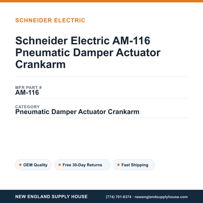 Schneider Electric AM-116 Pneumatic Damper Actuator Crankarm — New England Supply House spec card [NESH-SPEC-CARD-V2]