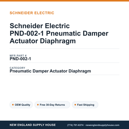 Schneider Electric PND-002-1 Pneumatic Damper Actuator Diaphragm — New England Supply House spec card [NESH-SPEC-CARD-V2]