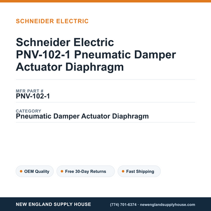 Schneider Electric PNV-102-1 Pneumatic Damper Actuator Diaphragm — New England Supply House spec card [NESH-SPEC-CARD-V2]