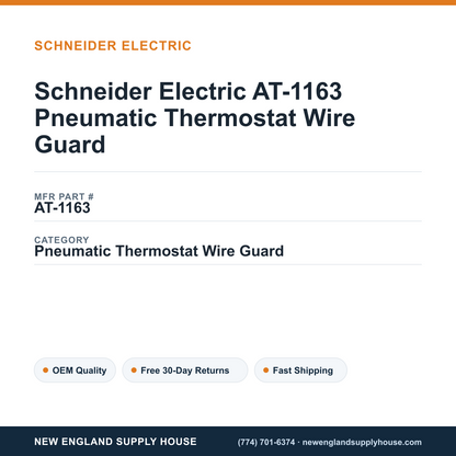 Schneider Electric AT-1163 Pneumatic Thermostat Wire Guard — New England Supply House spec card [NESH-SPEC-CARD-V2]