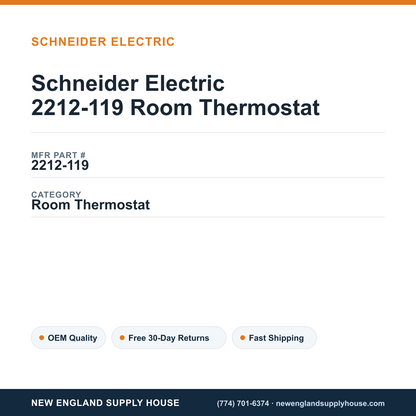 Schneider Electric 2212-119 Room Thermostat — New England Supply House spec card [NESH-SPEC-CARD-V2]