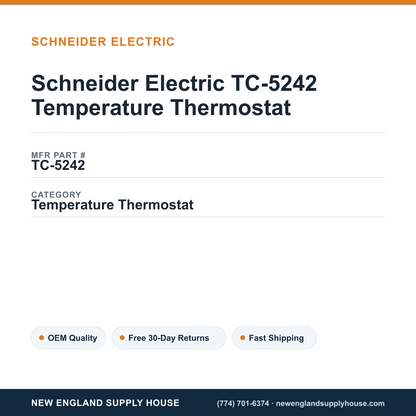 Schneider Electric TC-5242 Temperature Thermostat — New England Supply House spec card [NESH-SPEC-CARD-V2]
