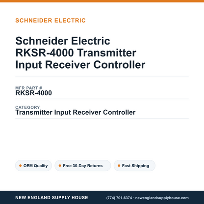 Schneider Electric RKSR-4000 Transmitter Input Receiver Controller — New England Supply House spec card [NESH-SPEC-CARD-V2]