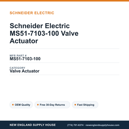 Schneider Electric MS51-7103-100 Valve Actuator — New England Supply House spec card [NESH-SPEC-CARD-V2]