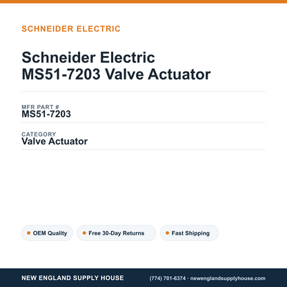 Schneider Electric MS51-7203 Valve Actuator — New England Supply House spec card [NESH-SPEC-CARD-V2]