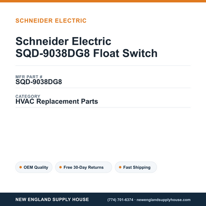 Schneider Electric SQD-9038DG8 Float Switch — New England Supply House spec card [NESH-SPEC-CARD-V2]