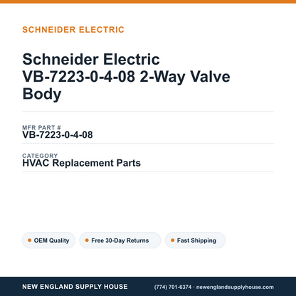 Schneider Electric VB-7223-0-4-08 2-Way Valve Body — New England Supply House spec card [NESH-SPEC-CARD-V2]