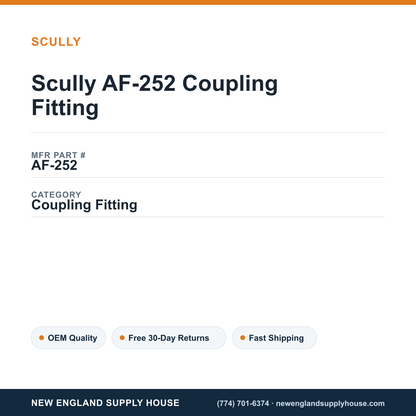 Scully AF-252 Coupling Fitting — New England Supply House spec card [NESH-SPEC-CARD-V2]