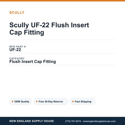 Scully UF-22 Flush Insert Cap Fitting — New England Supply House spec card [NESH-SPEC-CARD-V2]