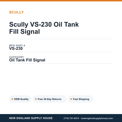 Scully VS-230 Oil Tank Fill Signal — New England Supply House spec card [NESH-SPEC-CARD-V2]