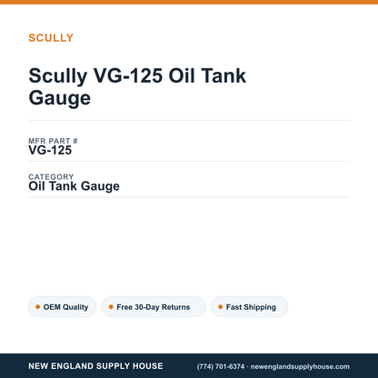 Scully VG-125 Oil Tank Gauge — New England Supply House spec card [NESH-SPEC-CARD-V2]