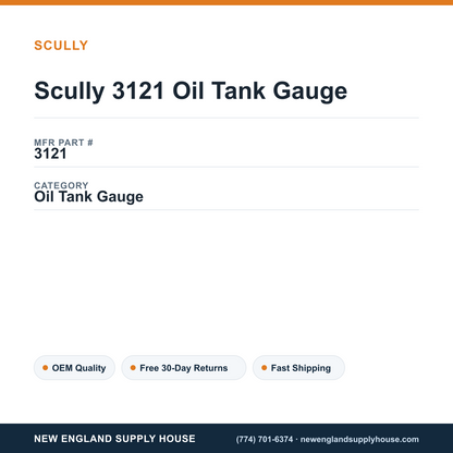 Scully 3121 Oil Tank Gauge — New England Supply House spec card [NESH-SPEC-CARD-V2]