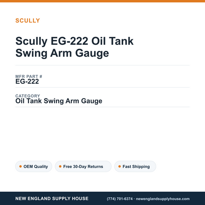 Scully EG-222 Oil Tank Swing Arm Gauge — New England Supply House spec card [NESH-SPEC-CARD-V2]