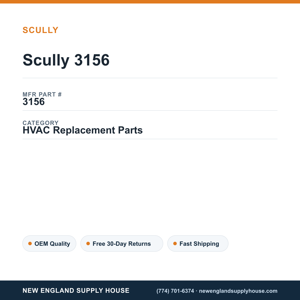 Scully 3156 — New England Supply House spec card [NESH-SPEC-CARD-V2]