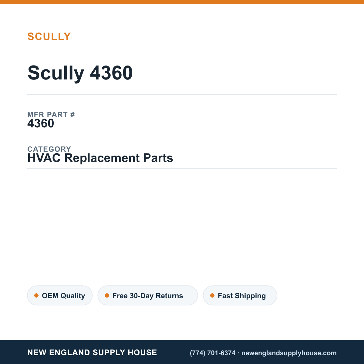 Scully 4360 — New England Supply House spec card [NESH-SPEC-CARD-V2]