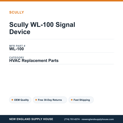 Scully WL-100 Signal Device — New England Supply House spec card [NESH-SPEC-CARD-V2]